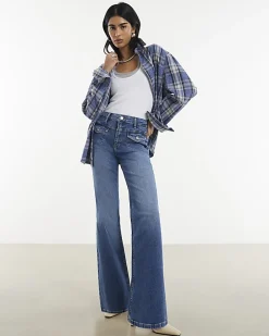 Blue Relaxed Flare Jeans
