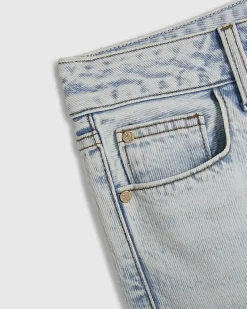 Blue Relaxed Straight Turn Up Hem Jeans