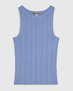 Blue Ribbed Knitted Vest Top