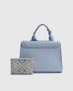 Blue Scarf Charm Tote Bag And Purse Bundle