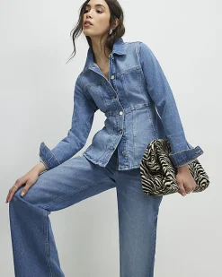 Blue Seamed Denim Jacket