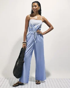 Blue Shell Embroidered Jumpsuit