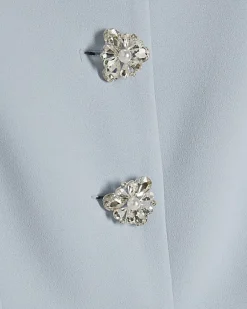 Blue Short Sleeve Diamante Button Playsuit