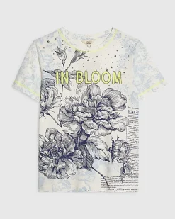 Blue Short Sleeve In Bloom Cotton T-shirt