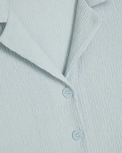 Blue Short Sleeve Textured Shirt
