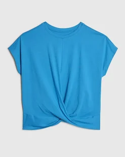 Blue Short Sleeve Twist Front T-shirt
