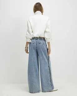 Blue Side Stripe Sporty Jogger Jeans