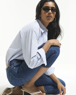 Blue Skinny Fit Capri Jeans