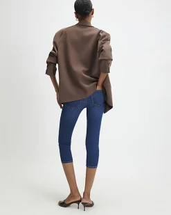 Blue Skinny Fit Capri Jeans