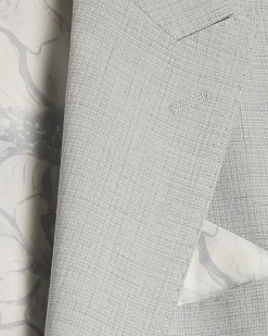 Blue Skinny Fit Micro Check Suit Jacket