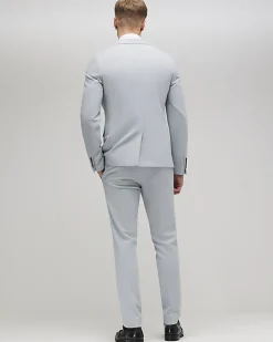 Blue Skinny Fit Micro Check Suit Trousers