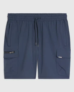 Blue Skinny Fit Stretch Cargo Shorts