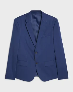 Blue Skinny Fit Stretch Textured Suit Jacket