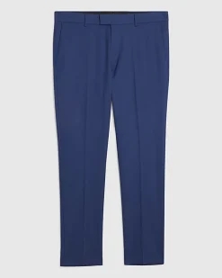 Blue Skinny Fit Textured Suit Trousers
