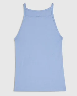 Blue Sleeveless Cotton Tank Top
