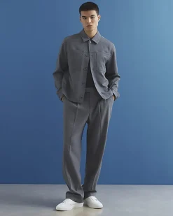 Blue Slim Fit Button Up Jacket