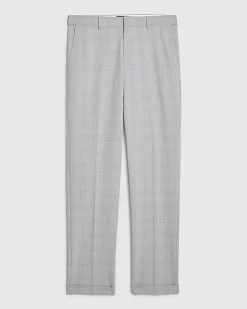Blue Slim Fit Check Print Suit Trousers