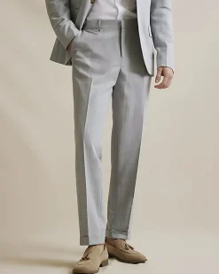 Blue Slim Fit Check Print Suit Trousers