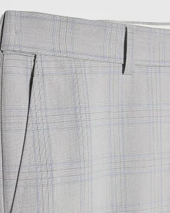 Blue Slim Fit Check Print Suit Trousers