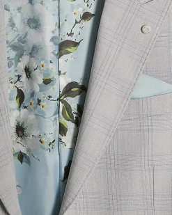 Blue Slim Fit Check Suit Jacket