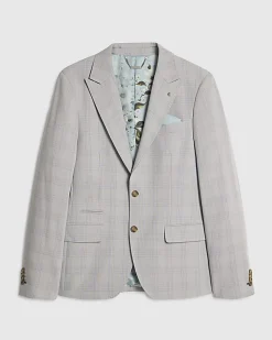 Blue Slim Fit Check Suit Jacket