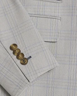 Blue Slim Fit Check Suit Jacket