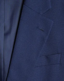 Blue Slim Fit Stretch Textured Suit Jacket