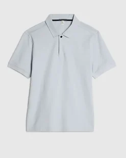 Blue Slim Fit Textured Polo Shirt