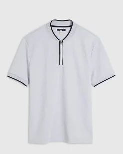 Blue Slim Fit Textured Tipped Polo Shirt