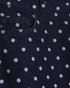 Blue Spot Print Relaxed Straight Jeans