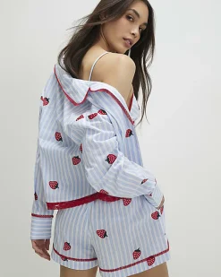 Blue Strawberry Three Piece Loungewear Set
