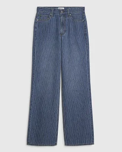 Blue Stripe Relaxed Straight Leg Jeans