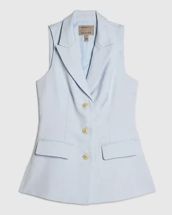 Blue Tailored V Neck Waistcoat