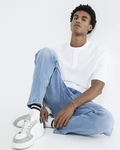 Blue Tapered Fit Stretch Jeans