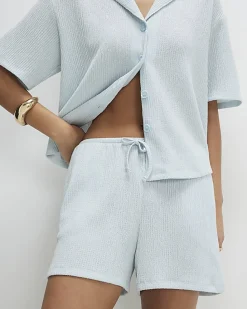 Blue Textured Shorts