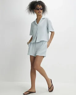 Blue Textured Shorts