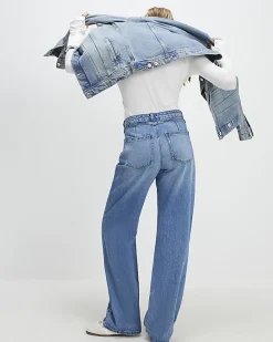 Blue Tie Detail Wide Leg Jeans