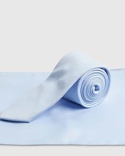 Blue Twill Tie And Handkerchief Set