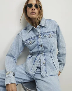 Blue Waisted Denim Jacket
