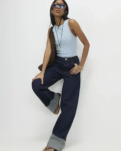 Blue Wide Rib Tank Top