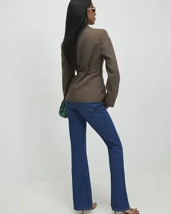 Blue Yoke Detail Bootcut Jeans