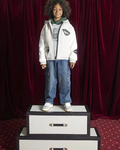 Boys Beige Penrose Badge Bomber Jacket