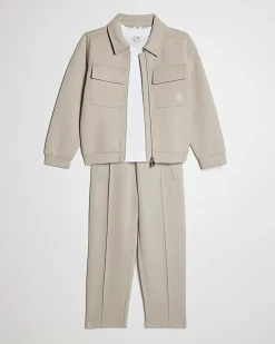 Boys Beige Premium Jacket 3 Piece Set
