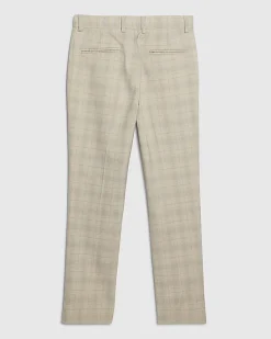Boys Beige Tailored Check Suit Trousers