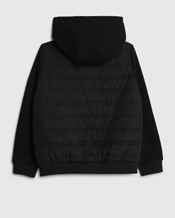Boys Black Hooded Hybrid Jacket