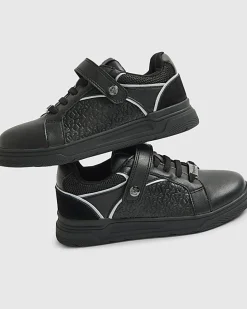 Boys Black RI Embossed Trainers