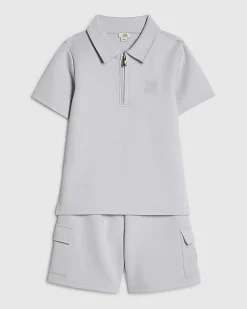 Boys Blue Luminis Badge Polo Shirt Set