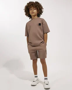 Boys Brown Luminis Badge T-Shirt Set