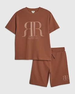 Boys Brown RR T-Shirt And Short Sets