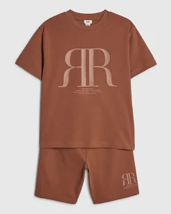 Boys Brown RR T-Shirt And Short Sets